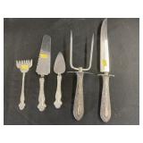 Sterling Silver Handled Carved Set and Knives