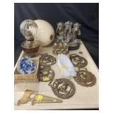 Brass Contemporary Fobs w/ Animals, Fluid Lamp,