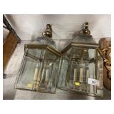 (2) Brass Electric Wall Sconce Lights