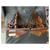 (2) Modern Mahogany Wall Sconce Shelves