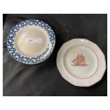 (4) Sponge Decorated Cont. Plates & Wedgwood