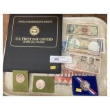 Booklet of U.S First Day Covers, Bronze Tokens,