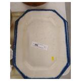 2 Early Blue Feathered Edge Platters