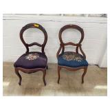 (2) Victorian Needlepoint Side Chairs