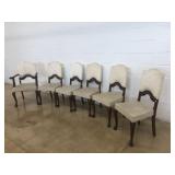 (6) Upholstered & Oak Dining Room Chairs