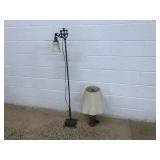 Vtg. Iron Floor Lamp & Wooden Table Lamp