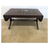 Leather Top Drop Leaf Coffee Table