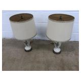 (2) Floral China Lamps