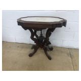 Antique Turtle & Marble Top Parlor Table