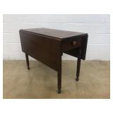Walnut Drop Leaf 1-Drawer Table