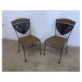 (2) Metal Vinyl Wicker Patio Chairs