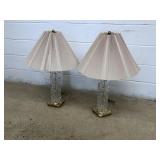2 Glass Brass Based Table Lights