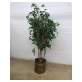 Artificial Tree and Brass Plated Planter