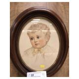 Early Walnut Framed Lithograph