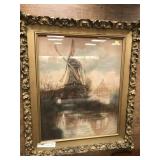 Early 20th Century Windmill Block Print