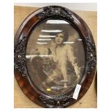 Late 18th Century Oval Framed Block Print