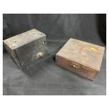 Carved Wood Bureau Box & Vintage Camera