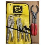 3 Vice Grips & 1 Oil Filter Wrench