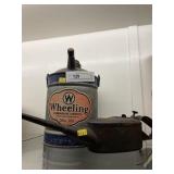 Early Wheeling Fuel Can & Primitive Oil Can