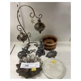 Ornament Tree, Pewter Figurines, Turned Wood Cup