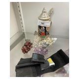 German Beer Stein, Stone Cluster of Grapes