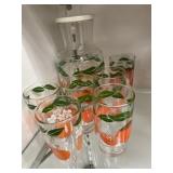 Vintage Orange Juice Pitcher Set With 6 Tumblers