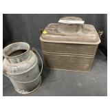 Primitive Tin Lunch Pail and Cream Pail