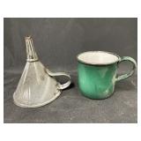 Enamelware Funnel and Mug