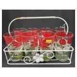 Vintage Tumblers With Wire Form Carrier