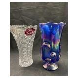 Fenton Art Glass Vase With Pattern Glass Vase