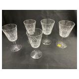 5 Waterford Crystal Wine Glasses