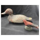 Antique Wood Duck Decoy and Contemporary Bird