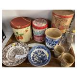Assorted Canisters, Transferware, Milk Bottle