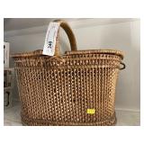 Mid Century Woven Picnic Basket
