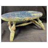 Green Painted Primitive Footstool
