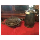 Silver Plate Coffee Pot and Dish