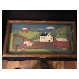 Folk Art Style Oil On Board Painting