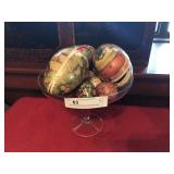 Glass Pedestal Bowl and Decorative Paper Eggs