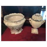 Japanese Lamp Base and Early Painted Vase