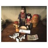Dolls, Figurines, Woodenware, Etc.