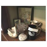 Porcelain Swan Vase, Pitchers, Silhouette, Etc.