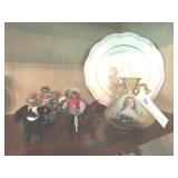 Decorative Vase, Plate, and Hedgehog Figures