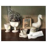 Decorative Rooster Form Bowls, Goose, Etc.