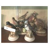 5 Bob White, Robin Pine, Grosbeak, Blue Jay Statue
