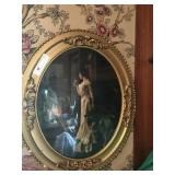 Victorian Print with Vintage Oval Frame