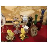 Soapstone Bookends, Glass and Porcelain Vases