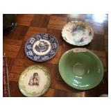 3 Decorative Plates and Glass Bowl