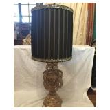 Extremely Ornate Metal Gold Colored Table Lamp