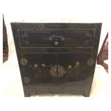 Decorative Black Lacquer Oriental Style End Table