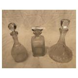 3 Decorative Glass Decanters